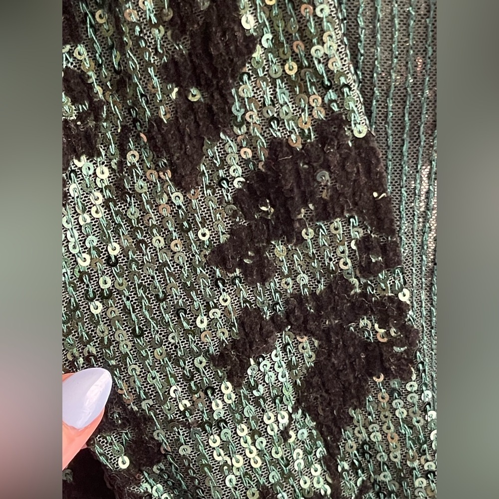 NWT Maje Green and Black Sequin-embroidered dress - Picture 12 of 16